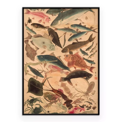 Poster  Composition artistique de la faune marine