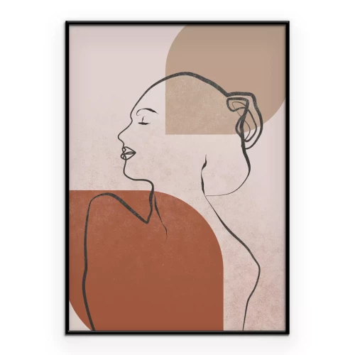 Poster  Profil d'une femme sur fond de grandes taches