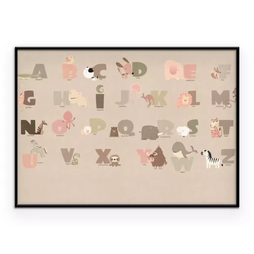 Poster  Lettres éducatives avec des animaux