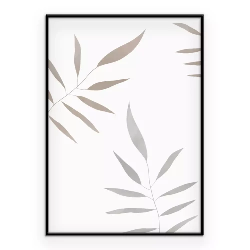 Poster  Feuilles minimalistes sur fond blanc