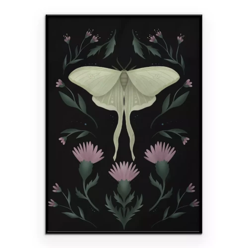 Poster  Un papillon de nuit délicat dans une composition florale