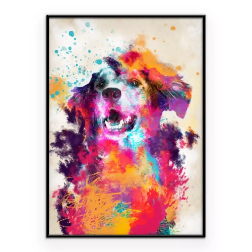 Poster  Illustration colorée à l'aquarelle d'un chien