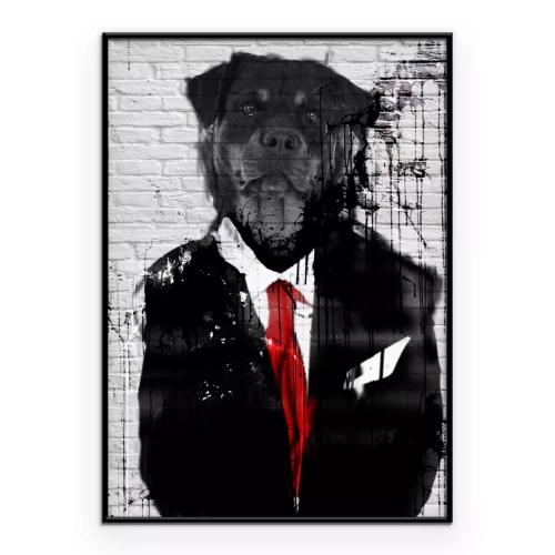 Poster  Portrait d'un rottweiler en costume élégant