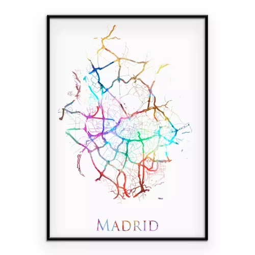 Poster  Carte de Madrid en couleurs