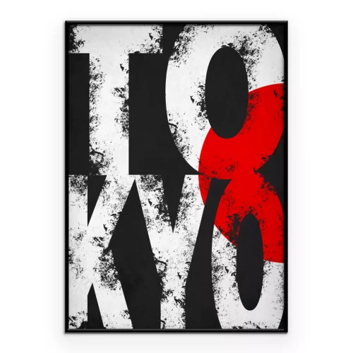 Poster  Tokyo en noir, blanc et rouge
