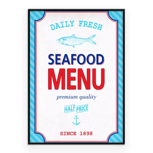 Poster  Graphiques rétro de menus de fruits de mer