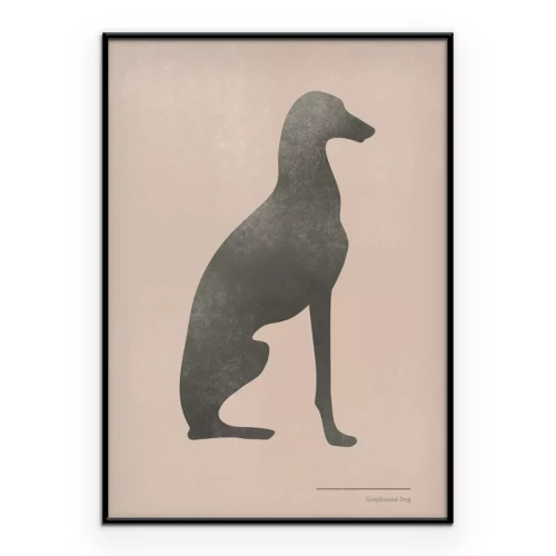 Poster  Un simple dessin représentant un lévrier en position assise