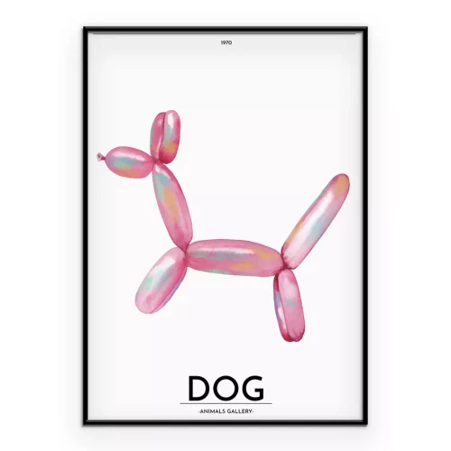 Poster  Chien ballon rose