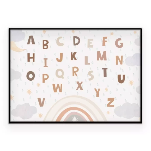Poster  Une délicate illustration de l'alphabet avec un arc-en-ciel
