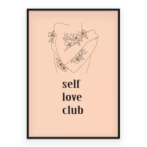 Poster  Un dessin délicat d'une femme avec un motif d'amour-propre