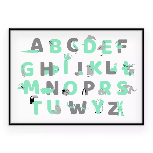 Poster  Alphabet typographique avec des animaux
