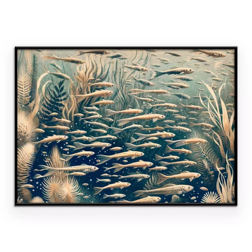 Poster  Des poissons nagent parmi les plantes sous-marines