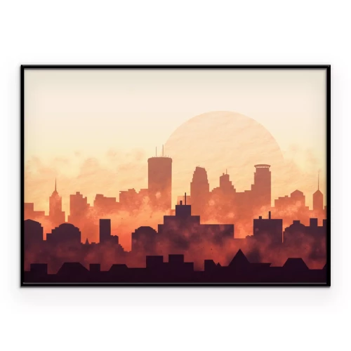 Poster  Paysage urbain au coucher du soleil