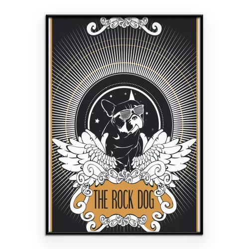 Poster  Illustration d'un chien de pierre avec des ailes