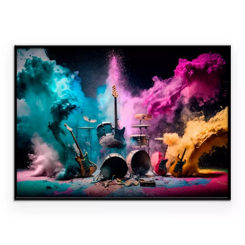 Poster  Instruments de rock dans une explosion de couleurs