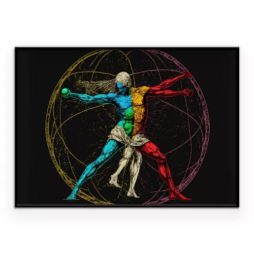 Poster  Athlète coloré dans le style vitruvien