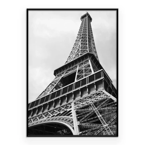 Poster  La tour Eiffel vue d'en bas en monochrome