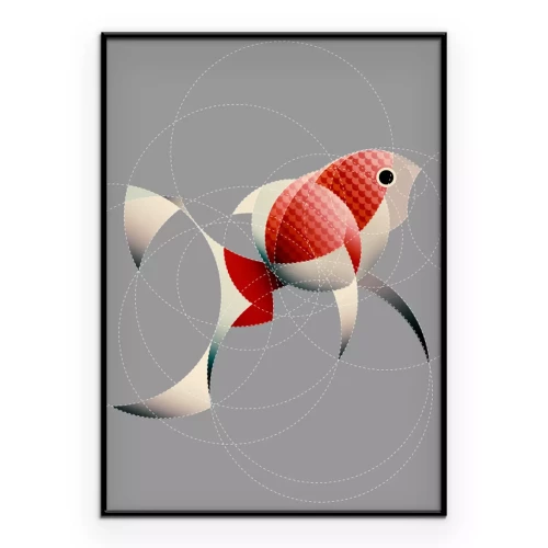 Poster  Poisson abstrait composé de formes géométriques
