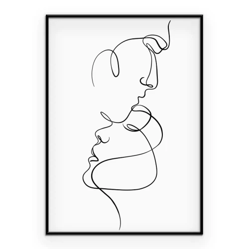 Poster  Portrait romantique en style line art