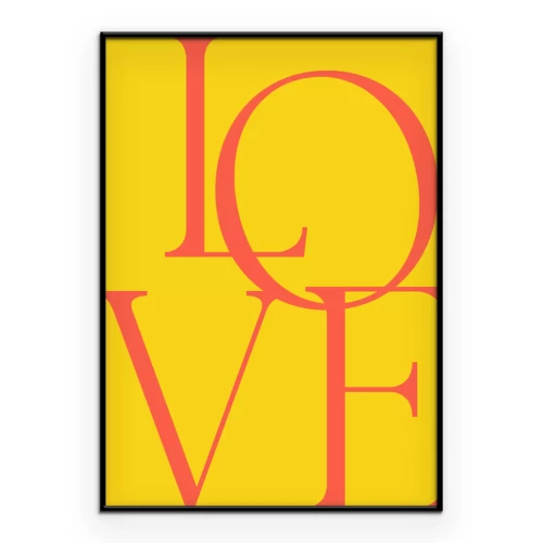 Poster  Inscription rouge LOVE sur fond jaune
