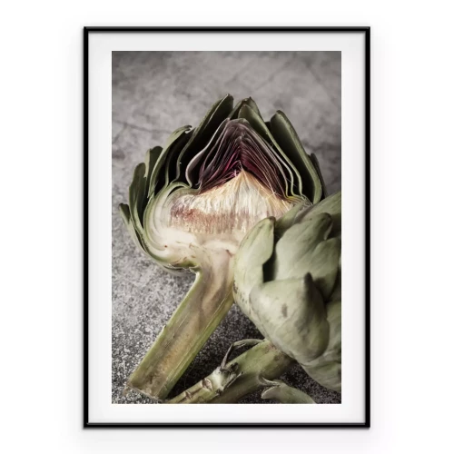 Poster  Alcachofas verdes sobre fondo gris