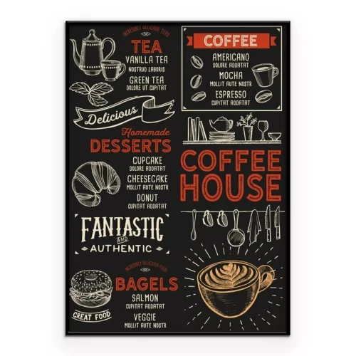 Poster  Menu du café rétro