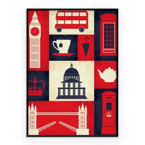 Poster  Symboles associés à Londres dans une approche graphique
