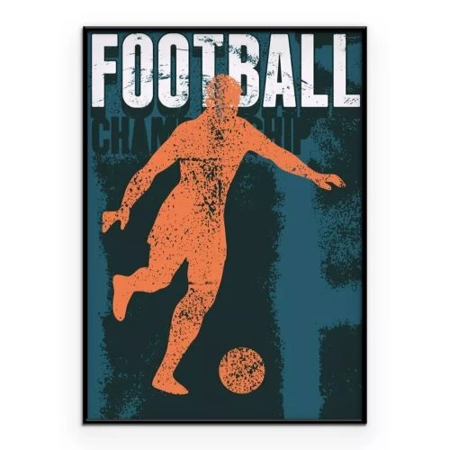 Poster  Un graphique représentant un joueur de football et le mot « Football » dans un style rétro.