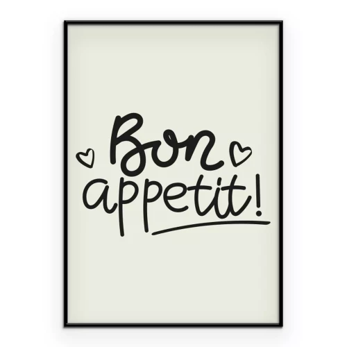 Poster  Bon Appetit – texte sur fond beige