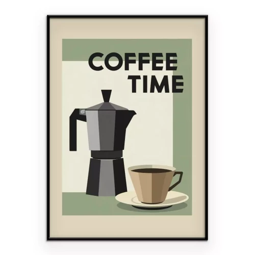 Poster  Coffee time illustration moderne avec café