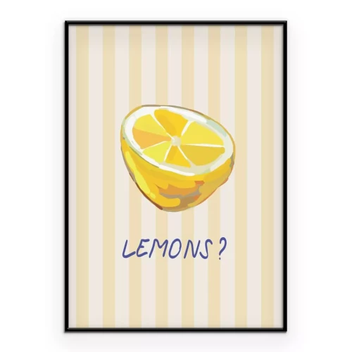 Poster  Citron sur fond rayé illustration