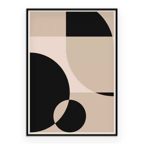 Poster  Formes beiges et noires abstraction moderniste