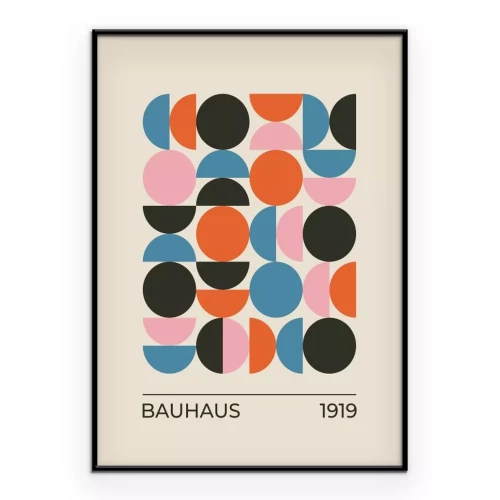Poster  Formes géométriques cercles et demi-cercles dans le style Bauhaus