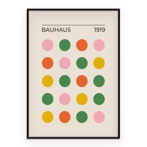 Poster  Motif minimaliste Bauhaus avec des formes colorées