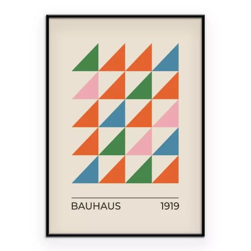 Poster  Triangles colorés composition géométrique dans le style Bauhaus