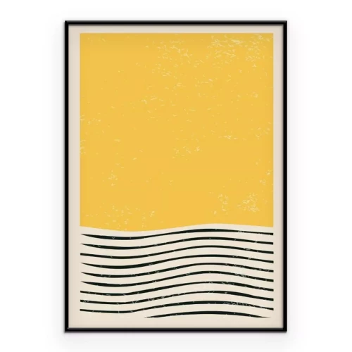 Poster  Composition géométrique inspirée du Bauhaus avec des lignes et un fond jaune