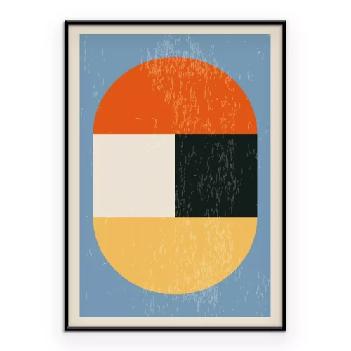 Poster  Abstraction moderniste géométrie inspirée du Bauhaus