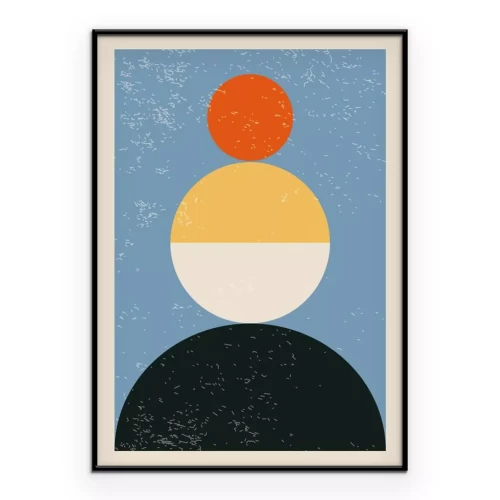 Poster  Composition géométrique inspirée du Bauhaus avec fond texturé