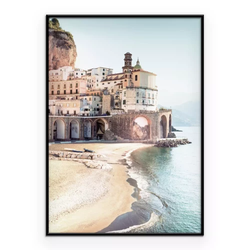 Poster  Paysage pittoresque de la côte amalfi avec la plage