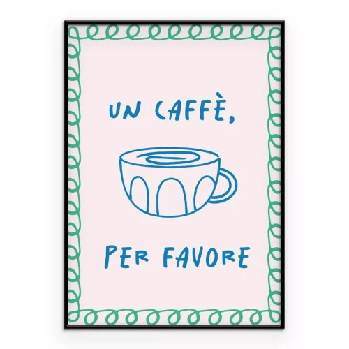 Poster  Graphique moderne avec du café et une citation italienne
