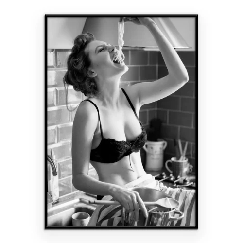 Poster  Photographie vintage femme dans la cuisine