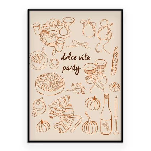 Poster  Illustration moderne avec la citation dolce vita