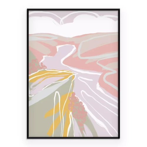 Poster  Paysage abstrait en couleurs pastel