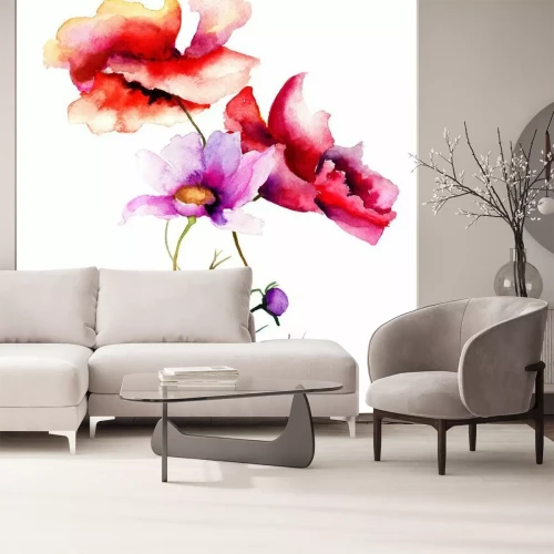 Papier peint  Fleurs des champs version aquarelle