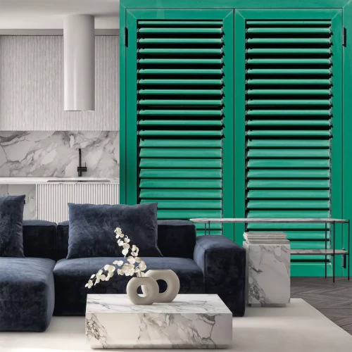 Papier peint  Volet vert en bois