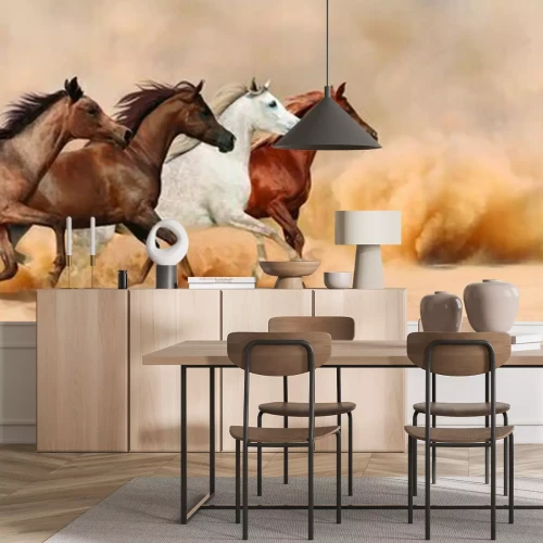 Papier peint  Des chevaux galopent sur le sable