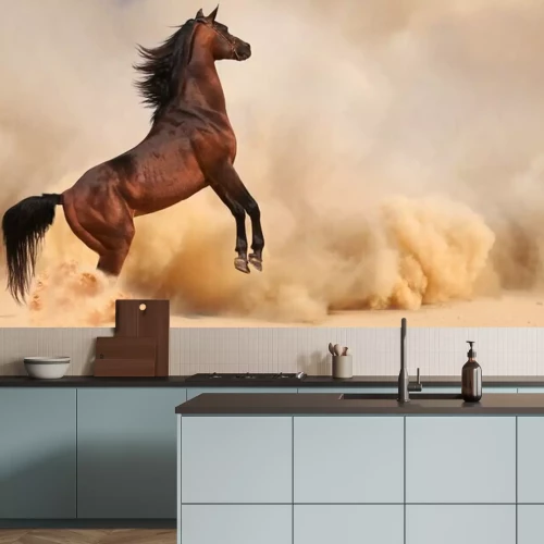 Papier peint  Cheval qui saute dans le sable