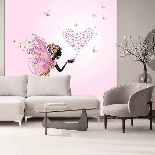 Papier peint  Fée avec un valentine de papillons