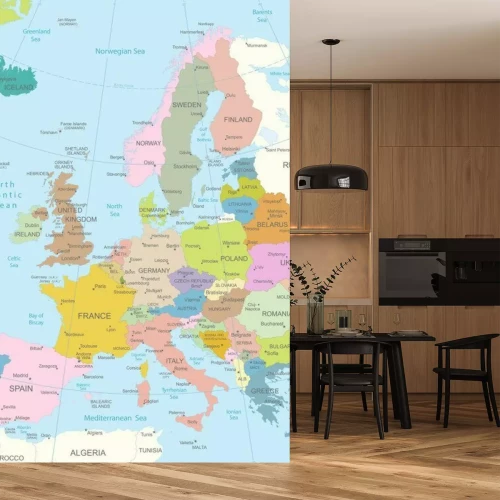 Papier peint  Carte politique détaillée de l'Europe avec les noms des pays
