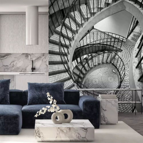 Papier peint  Escalier colimaçon gris